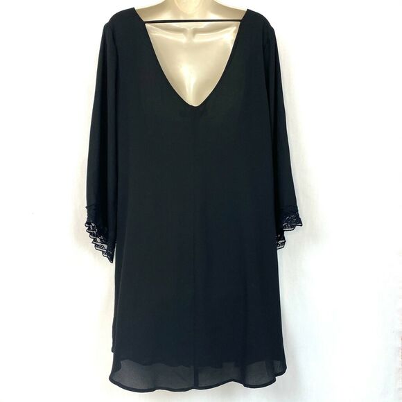 NWT ASTR the Label Lace Trim Shift Dress XL Mini Boho Whimsigoth Flowy - Picture 3 of 11